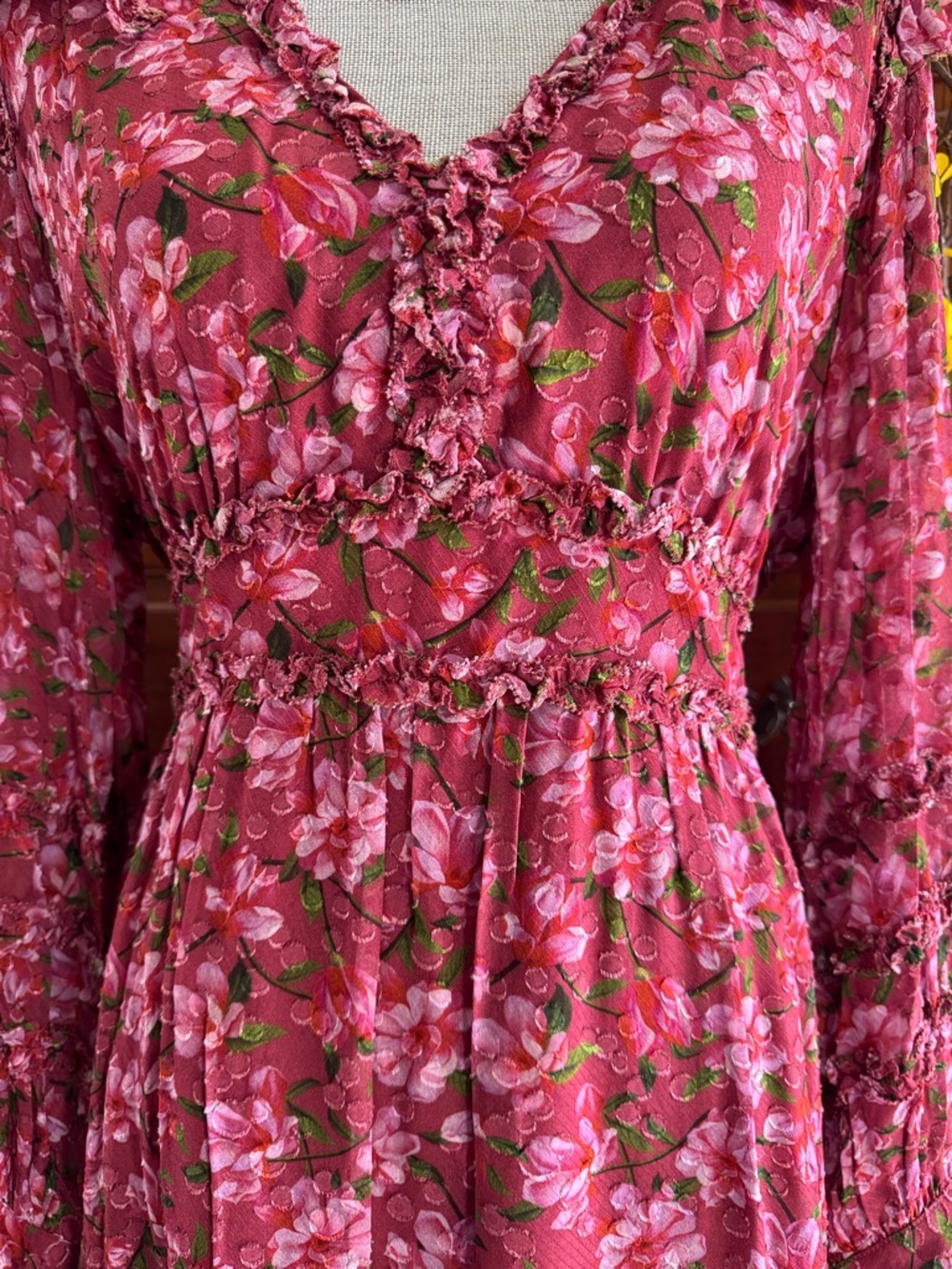 SACHIN + BABI Dress Size 10 Midi Red-Pink Floral - Picture 9 of 13